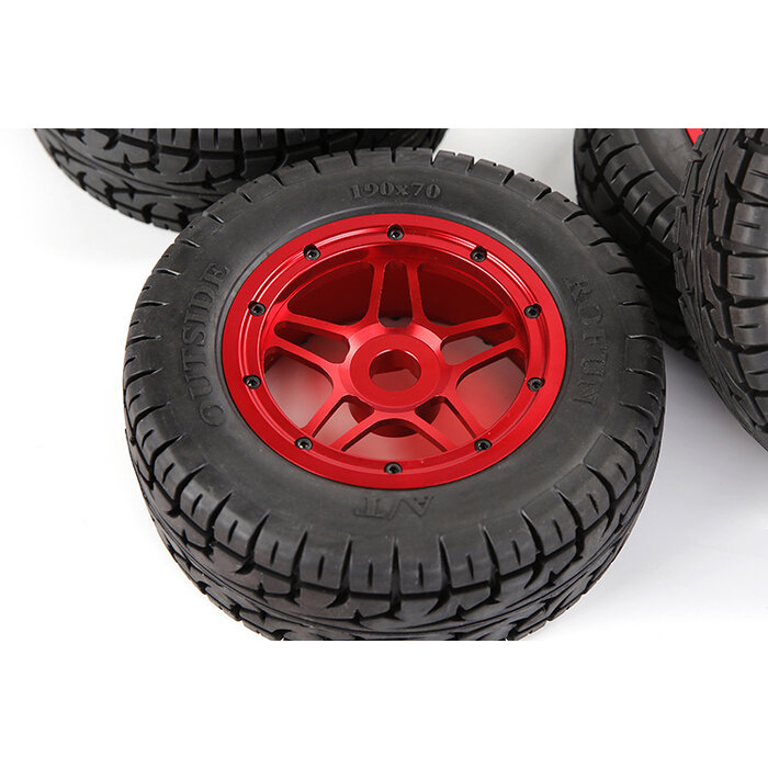 LT CNC metal five-star wheel all-terrain tire assembly (red)