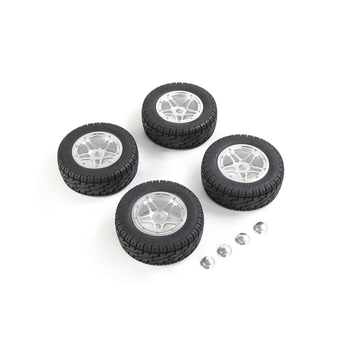 LT CNC metal five-star wheel all-terrain tire assembly (red)