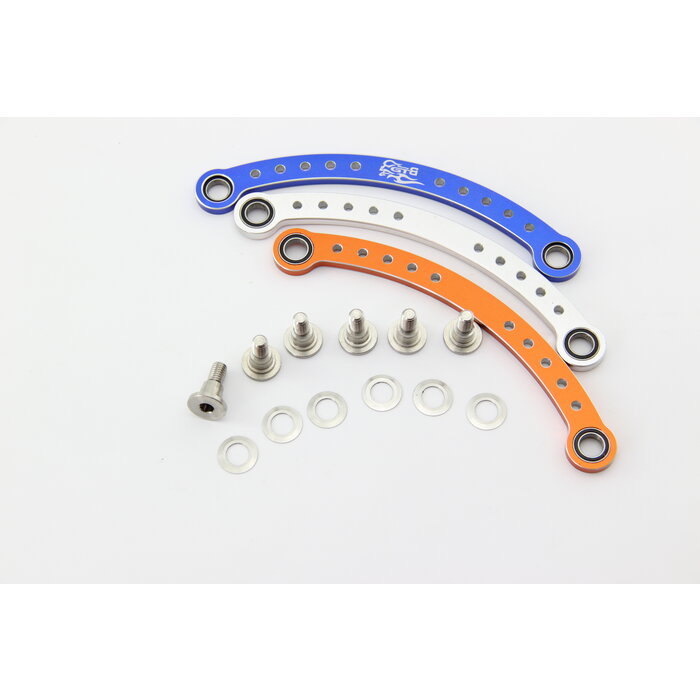 GTBRacing Losi 5ive-T steering rod double bearing + steel screw pad in silver, blue and orange