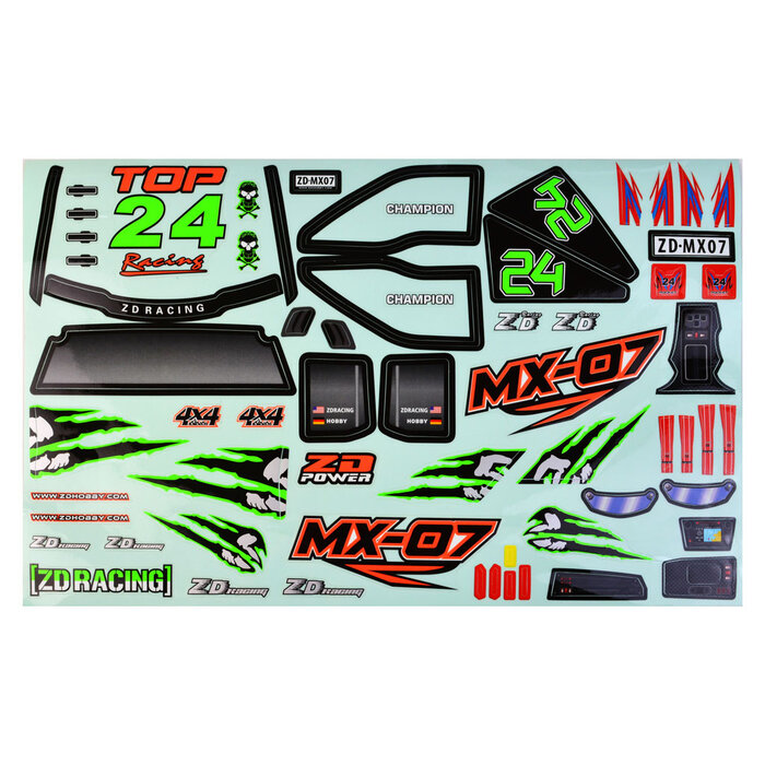 ZD Racing MX-07 Karosserie (Farben) + Aufkleber (3 verschiedene Farben)