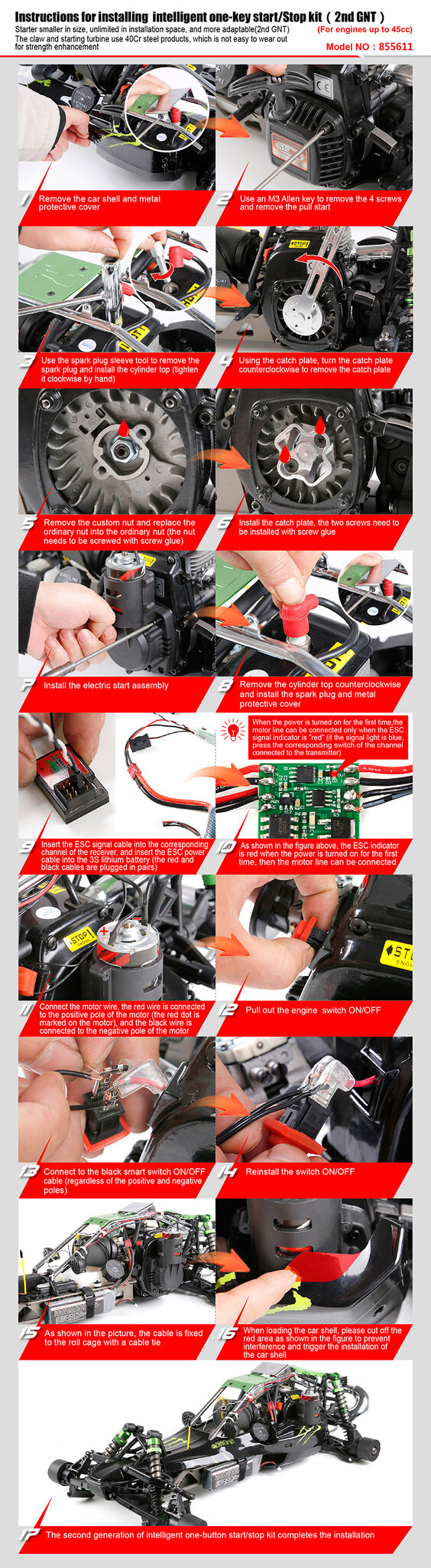 RovanSports 2nd gen. intelligent electric starter (universal models/45cc and below) - for an easy starter flywheel