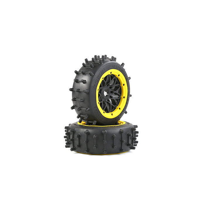 Rovan Outside Destroyer Tire set with sturdy 12mm pins 185x65 with black rim and beadlock in various colors (2pc.)