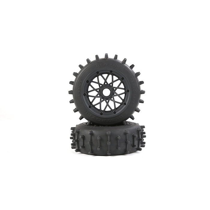 Rovan Outside Destroyer Tire set with sturdy 12mm pins 185x65 with black rim and beadlock in various colors (2pc.)