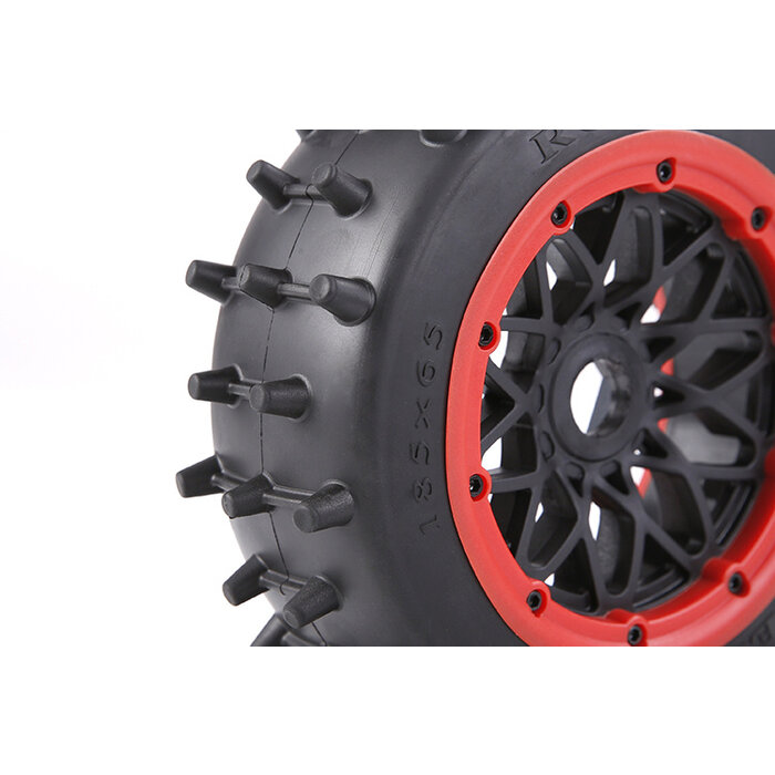 Rovan Outside Destroyer Bandenset met stevige 12mm pins 185x65 met zwarte velg en beadlock in diverse kleuren(2st.)