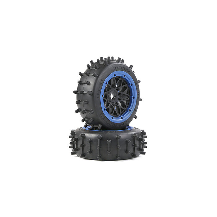 Rovan Outside Destroyer Tire set with sturdy 12mm pins 185x65 with black rim and beadlock in various colors (2pc.)