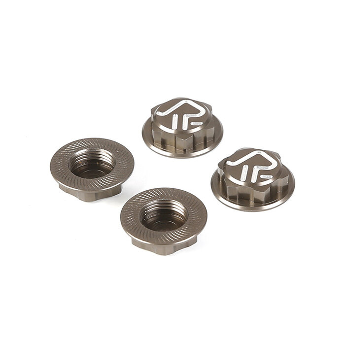 F5/RF5/D5 serie 4 stuks CNC metalen dichte wielmoeren in titanium kleur
