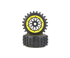 Rovan Outside Destroyer Achter bandenset met stevige 12mm pins 185x85 met zwarte velg en beadlock in diverse kleuren(2st.)