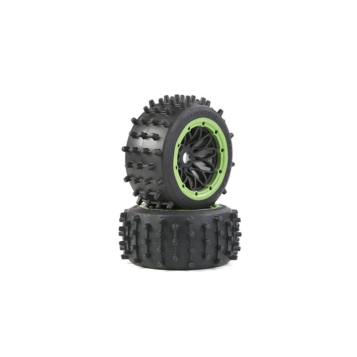 Rovan Outside Destroyer Rear Tire set with sturdy 12mm pins 185x85 with black rim and beadlock in various colors (2pc.)