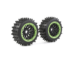 Rovan Outside Destroyer Rear Tire set with sturdy 12mm pins 185x85 with black rim and beadlock in various colors (2pc.)