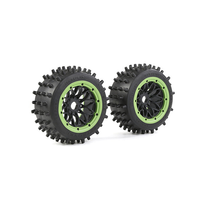Rovan Outside Destroyer Rear Tire set with sturdy 12mm pins 185x85 with black rim and beadlock in various colors (2pc.)