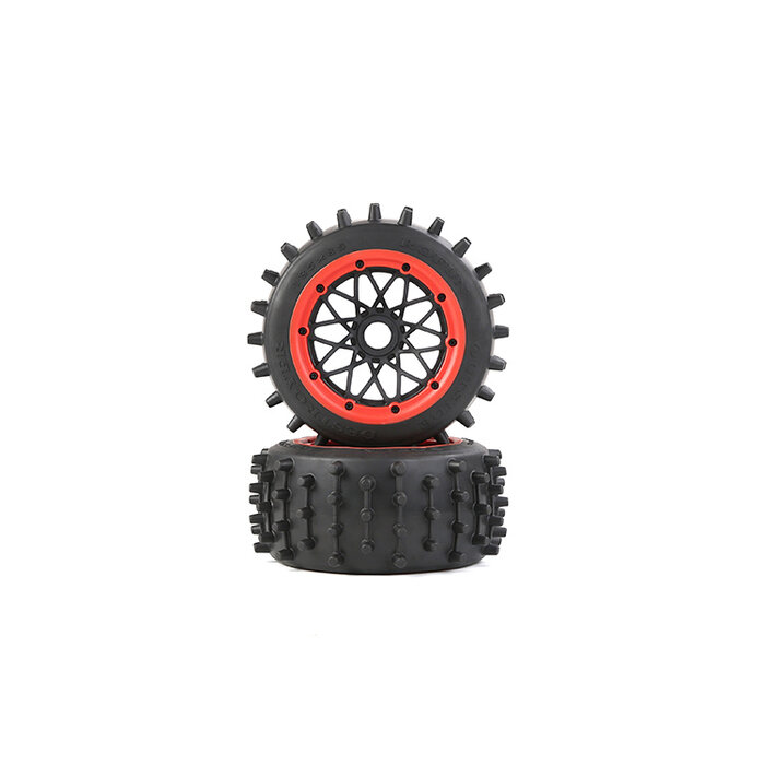 Rovan Outside Destroyer Achter bandenset met stevige 12mm pins 185x85 met zwarte velg en beadlock in diverse kleuren(2st.)