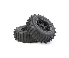 RovanLosi Losi 5ive-T / Rovan LT tire set with long pins 195x70 with black rims and various colors of beadlocks