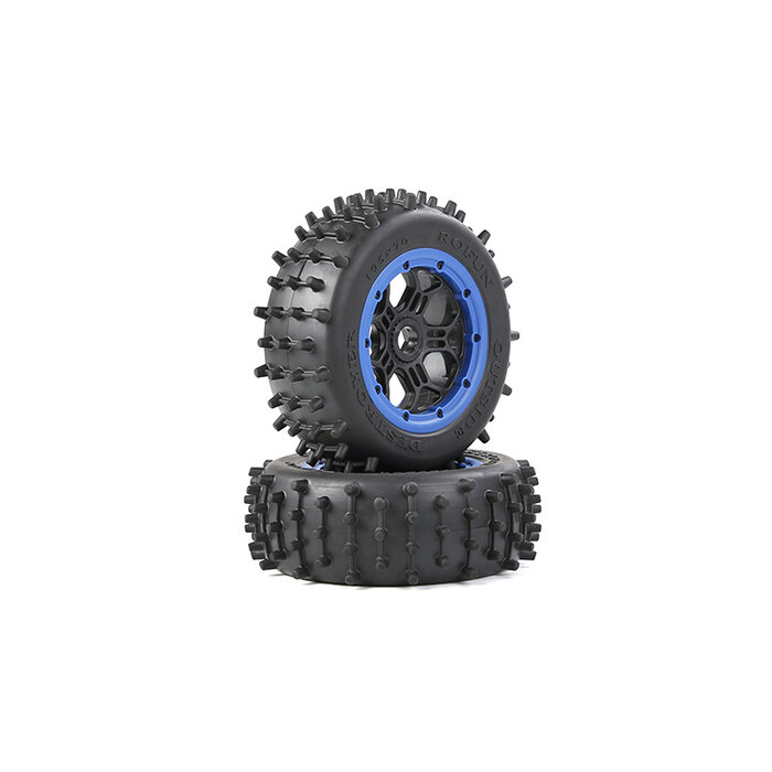 RovanLosi Losi 5ive-T / Rovan LT tire set with long pins 195x70 with black rims and various colors of beadlocks