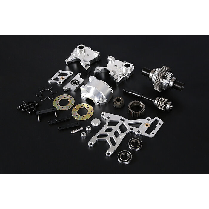BAHA 5B CNC Metal Rear Axle Wave Box Assembly Kit (silver)