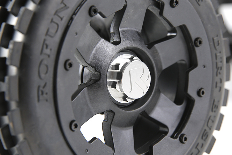 RovanSports Closed wheel tyre nuts with logo made of CNC aluminum (4 pcs.) in silver, red and black