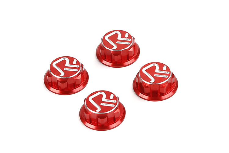 RovanSports Gesloten wielmoeren met logo gemaakt van CNC aluminium (4 st.) in zilver, rood of zwart