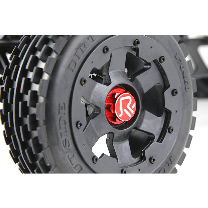 RovanSports Closed wheel tyre nuts with logo made of CNC aluminum (4 pcs.) in silver, red and black