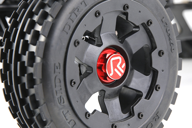 RovanSports Closed wheel tyre nuts with logo made of CNC aluminum (4 pcs.) in silver, red and black