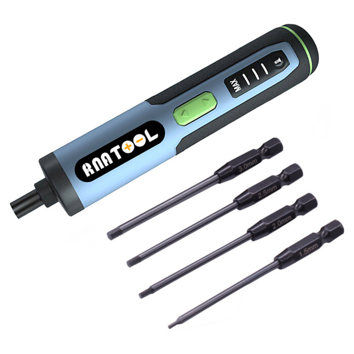 RNA Tool Hurricane Blue Hand&Automatic Integrated Powerful E-Tool 3.6V, 1300mAh, 300RPM, 1.0-5.0N.M, Type C Charge, 6.35Hex, Hex1.5/2.0/2.5/3.0mm Tips, 280g