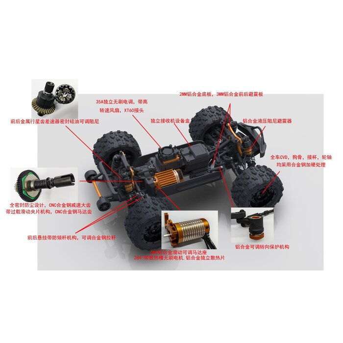 ZD Racing ZD Racing MT-16 1/16 Monster Truck Brushless 3S