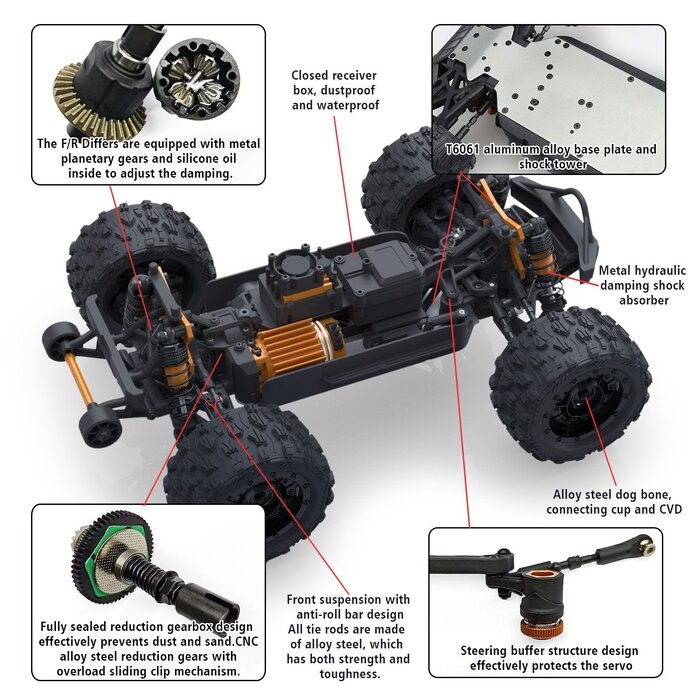 ZD Racing ZD Racing MT-16 1/16 Monster Truck Brushless 3S