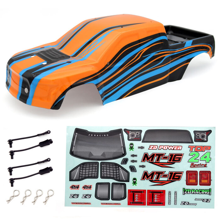 ZD Racing MT16 PVC of PC Zwarte of oranje carrosserie + magic sticker