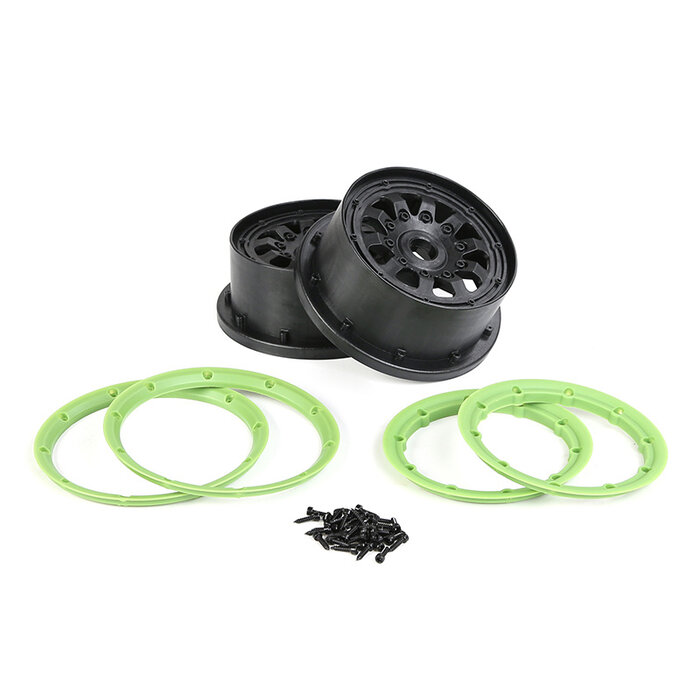 RovanLosi Sterke plastic velgen set 4th generation 10 spaaks  met diverse kleuren beadlocks  (2 stuks)