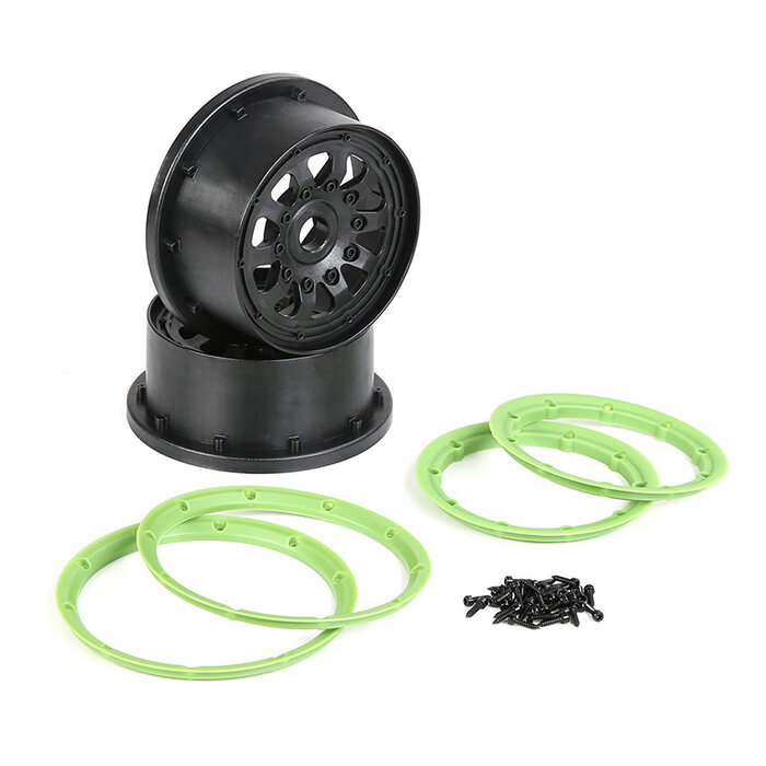 RovanLosi Sterke plastic velgen set 4th generation 10 spaaks  met diverse kleuren beadlocks  (2 stuks)