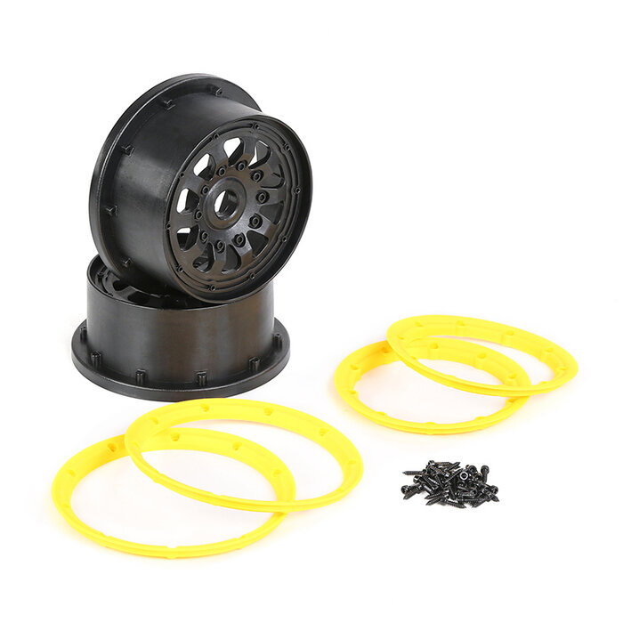 RovanLosi Sterke plastic velgen set 4th generation 10 spaaks  met diverse kleuren beadlocks  (2 stuks)