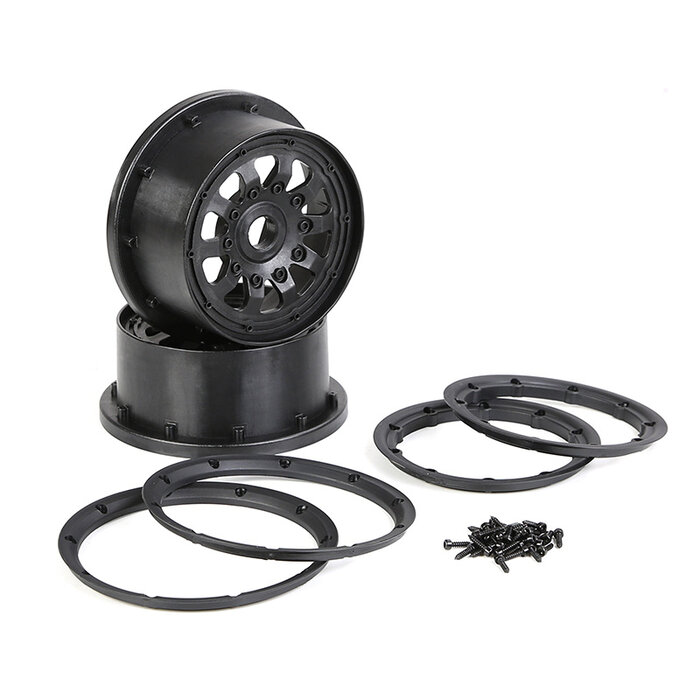 RovanLosi Strong plastic rims set 4th generation 10 spokes with various colors beadlocks (2 pieces)