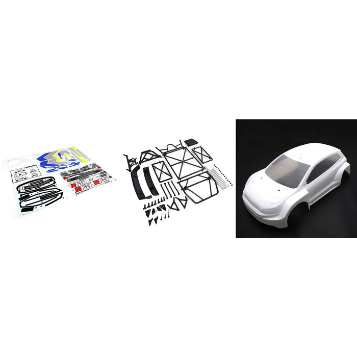 RovanLosi Rovan RF5 conversion kit, with body available in transparent and several colors including sticker package.