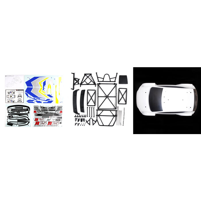 RovanLosi Rovan RF5 conversion kit, with body available in transparent and several colors including sticker package.