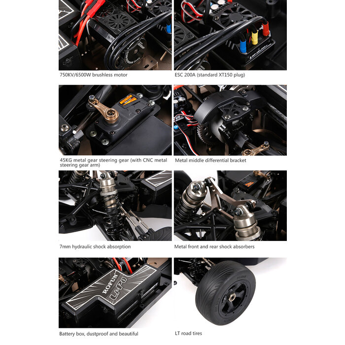 RovanLosi Rofun ELT 750KV/6500W 200A Esc Elektromodell Rovan Losi (ohne Batterie) 8s brushless