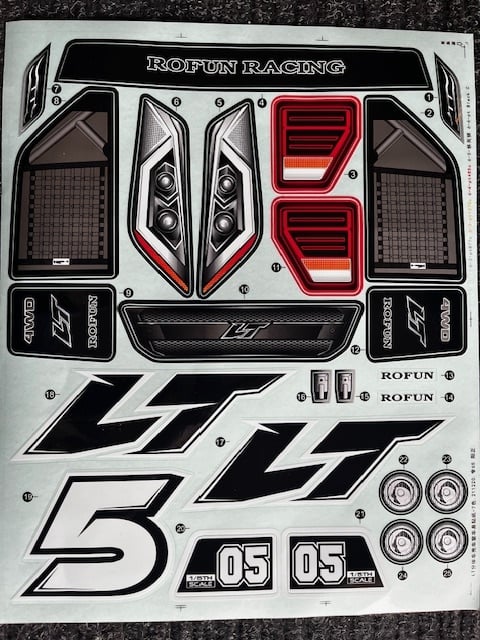 RovanLosi Stickerset voor Losi 5ive T / Rovan LT kap