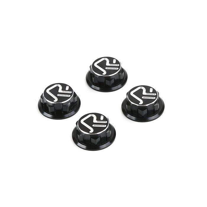 RovanSports Closed wheel tyre nuts with logo made of CNC aluminum (4 pcs.) in silver, red and black