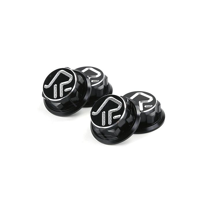 RovanSports Closed wheel tyre nuts with logo made of CNC aluminum (4 pcs.) in silver, red and black