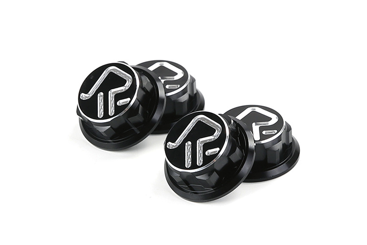 RovanSports Closed wheel tyre nuts with logo made of CNC aluminum (4 pcs.) in silver, red and black