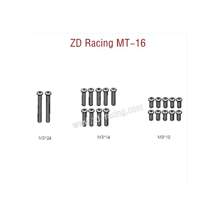 ZD Racing MT16 Screws 10x M3x10 & 9x M3x14 & 2x M3x24
