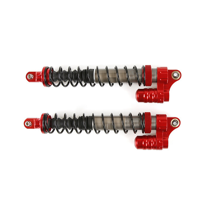 RovanSports BAHA CNC Full Metal Front Shock Absorber 8mm met Buffer / Voor-schokdempers (2st). in zilver en rood