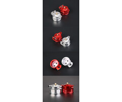 RovanSports CNC Leak Proof Fuel Tank Cap – Universal – Aluminium – Silver / Red (1 pc.)