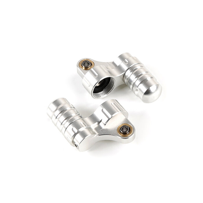 RovanSports BAHA 5B CNC Metal Front Shock Mount met dempingskamer (1 set) – Rood / Zilver / Oranje