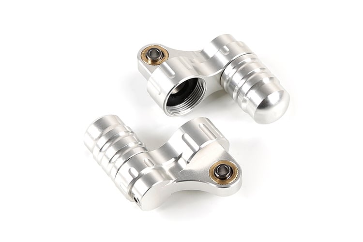 RovanSports BAHA 5B CNC Metal Front Shock Mount met dempingskamer (1 set) – Rood / Zilver / Oranje