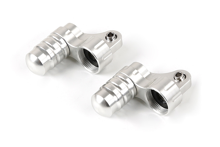 RovanSports BAHA 5B CNC Metal Front Shock Mount met dempingskamer (1 set) – Rood / Zilver / Oranje