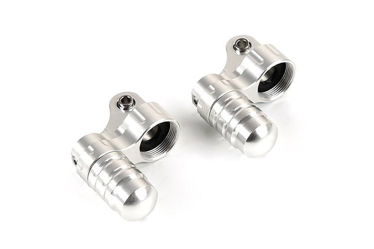 RovanSports BAHA 5B CNC Metal Front Shock Mount met dempingskamer (1 set) – Rood / Zilver / Oranje