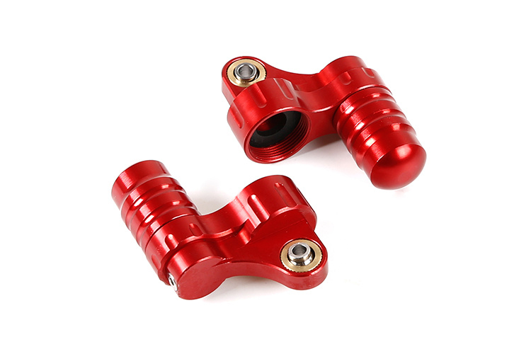 RovanSports BAHA 5B CNC Metal Front Shock Mount with Cushioning Cavity (1 set) – Red / Silver / Orange