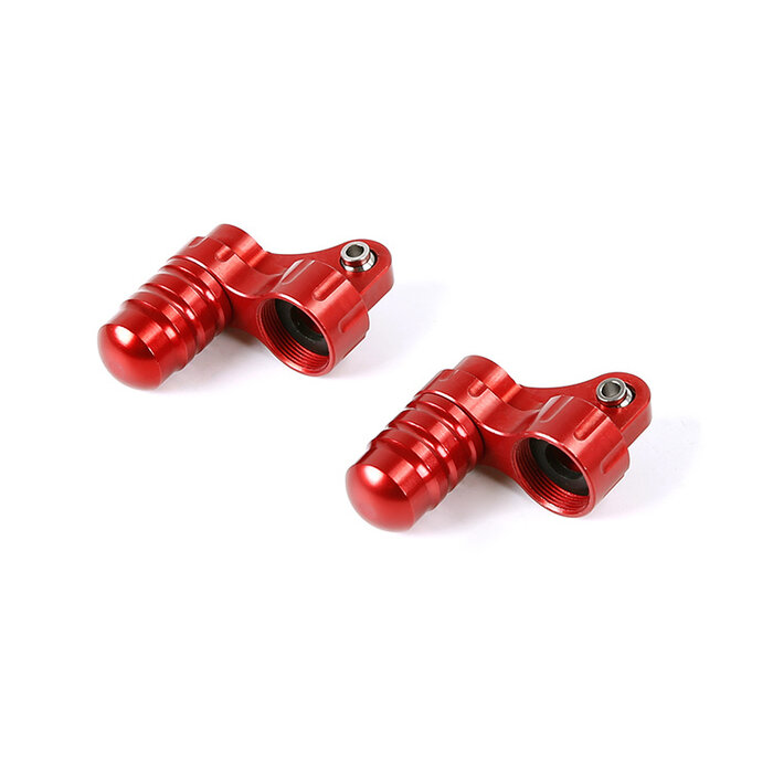 RovanSports BAHA 5B CNC Metal Front Shock Mount met dempingskamer (1 set) – Rood / Zilver / Oranje