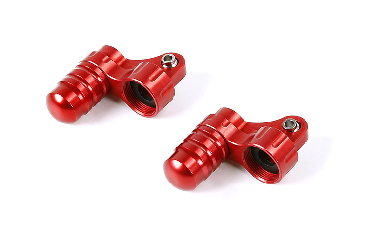 RovanSports BAHA 5B CNC Metal Front Shock Mount met dempingskamer (1 set) – Rood / Zilver / Oranje