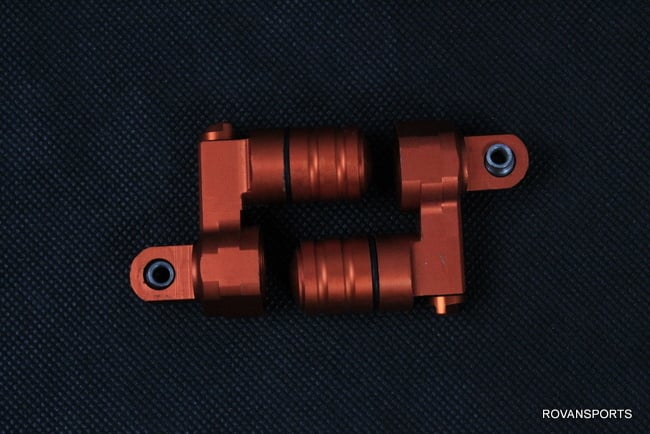 RovanSports BAHA 5B CNC Metal Front Shock Mount with Cushioning Cavity (1 set) – Red / Silver / Orange