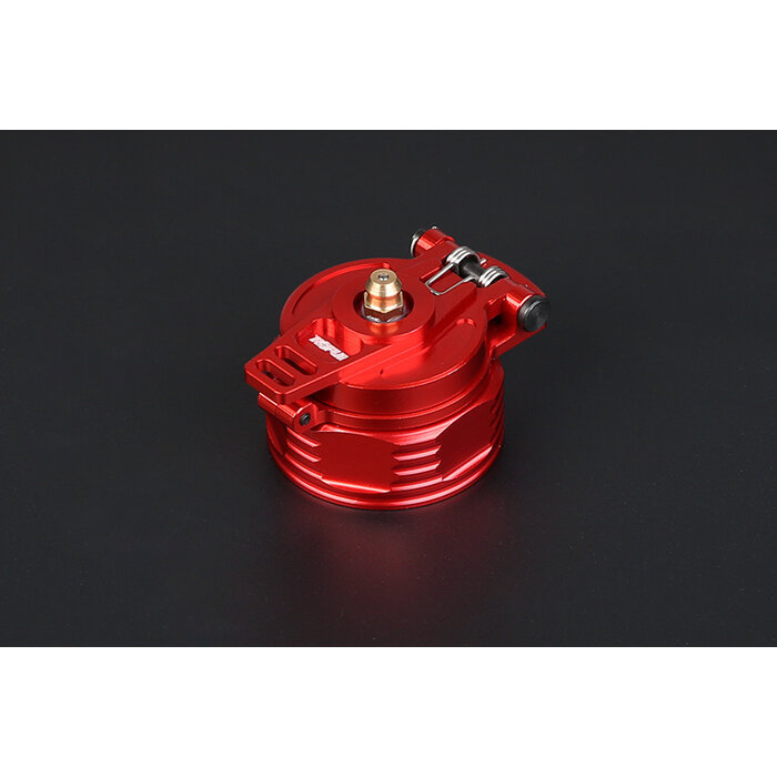 RovanSports CNC Leak Proof Tankdeckel – Universal – Aluminium – Silber / Rot (1 Stück)