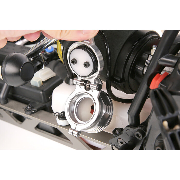 RovanSports CNC Leak Proof Tankdeckel – Universal – Aluminium – Silber / Rot (1 Stück)